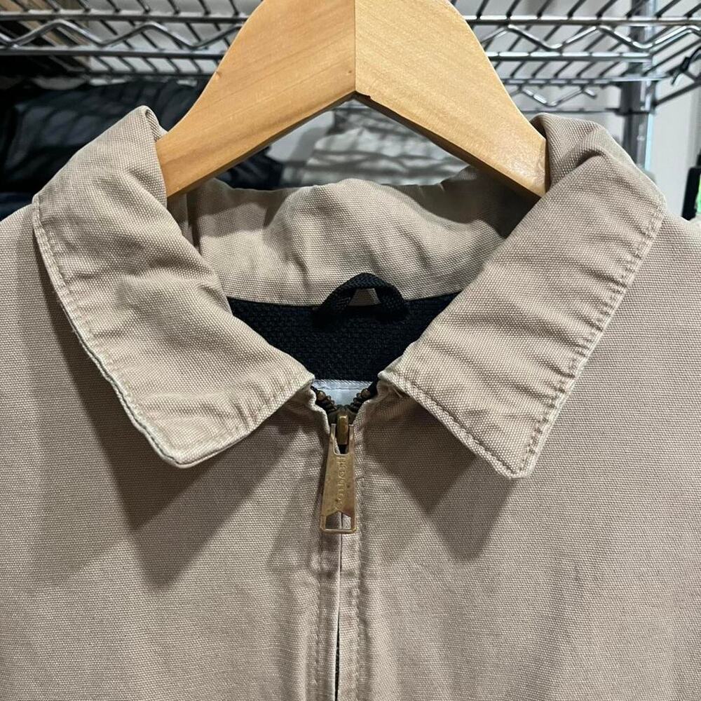 Carhartt Jacket Detroit Cropped Tan US XL Duck Canvas Thermal Zip Up Beige Work - Picture 2 of 8